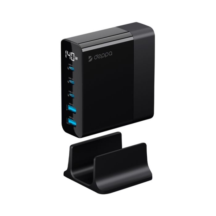 Deppa 3xUSB-C, 2xUSB charging station, black