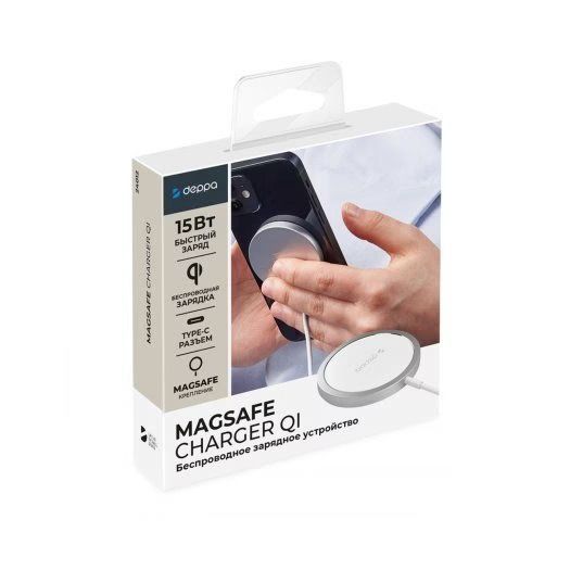 MagSafe Charger Qi 15W wireless charger, white, silver