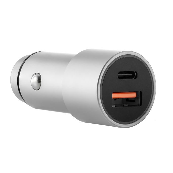 uBear Ride Car Charger, USB-C+USB-A, Gray