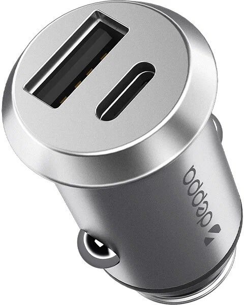 Deppa USB-A+USB-C car charger, silver